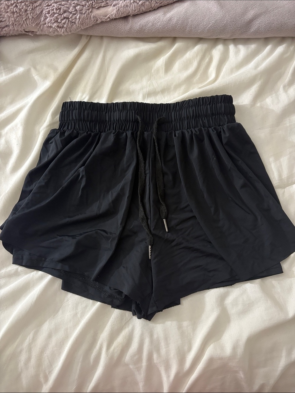 Women’s Black Elastic Waist Running Shorts